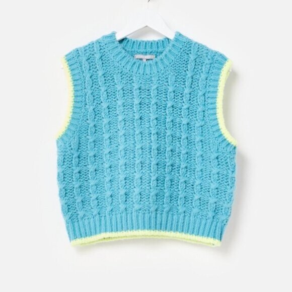 OLIVER BONAS Blue Chunky Knitted Vest - Picture 1 of 7
